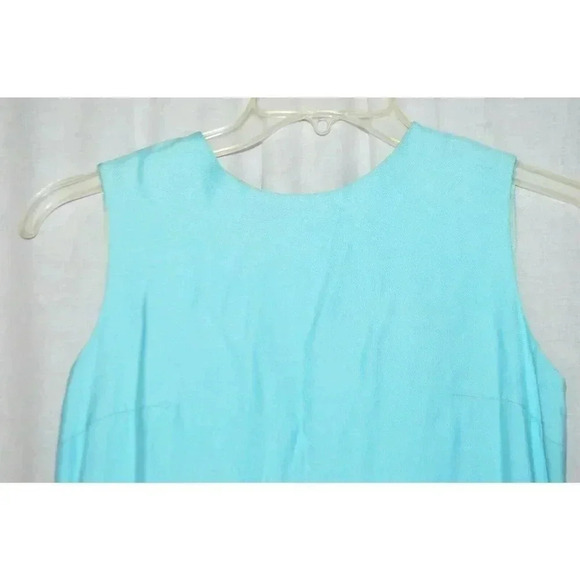 Mid Century Modern Aqua Blue Shift Dress with Lace - Picture 2 of 7